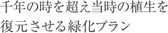 千年の時を超え当時の植生を復元させる緑化プラン